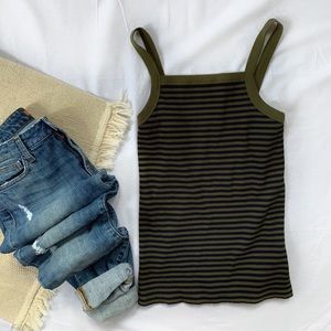 Ribbed 90s Style Squared Neck Tank